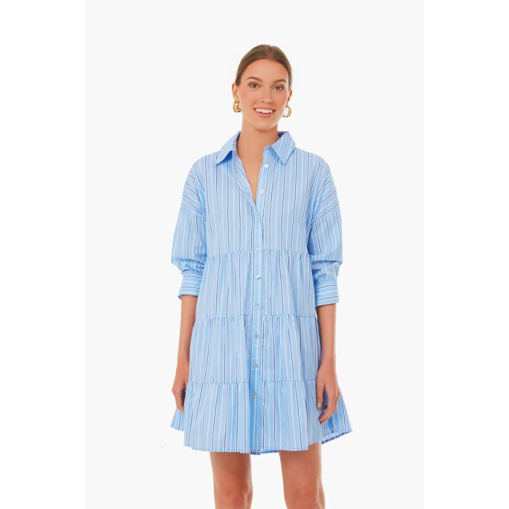 Tuckernuck Pomander Place Shades of Blue Stripe Cara Dress